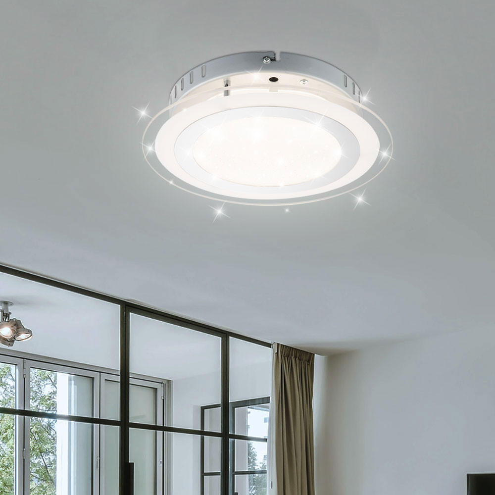 Thumbnail - Globo Lighting Led, Silber, Glas, Rund, 27x6.5x27 cm, Lampen & Leuchten, LED Beleuchtung, LED-Deckenleuchten