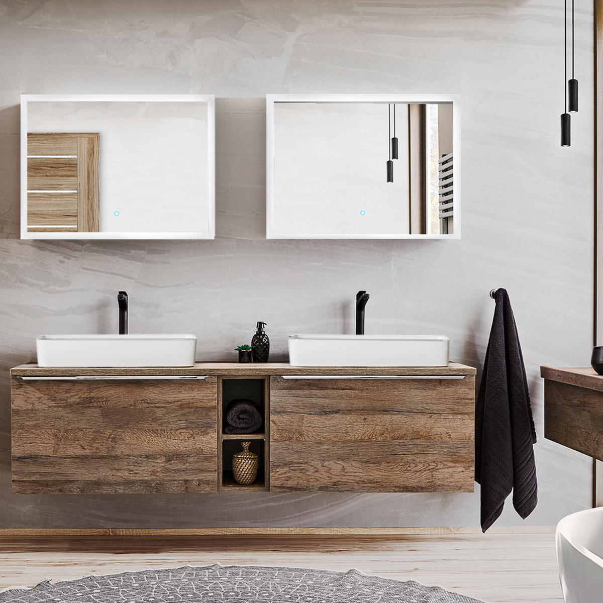 BADMÖBEL-SET 8-TLG. Puebla-56 - Braun, Holzwerkstoff (180/200/46cm) - Lomado