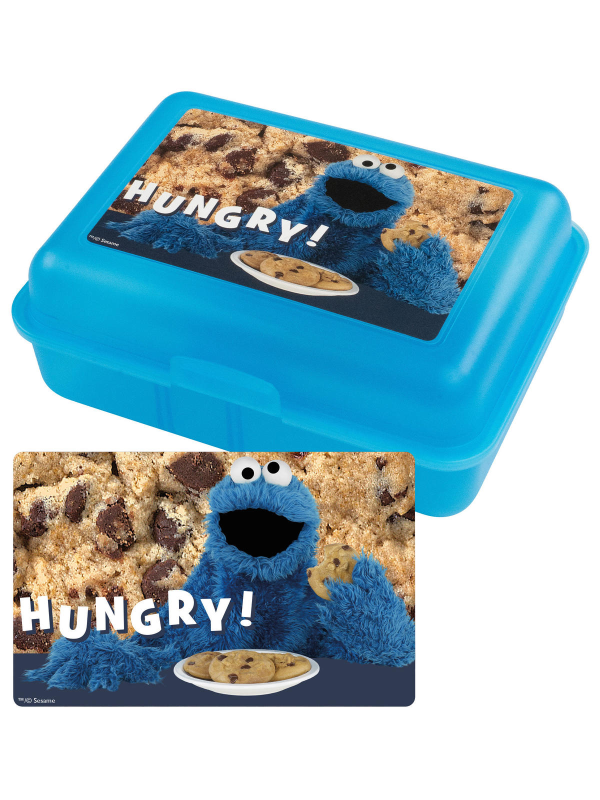 BROTDOSE Sesamstraße Krümelmonster Hungry Blau 17,5 x 12,8 x 6,9 cm - Blau, Kunststoff (17.5/6.9/12.8cm) - United Labels