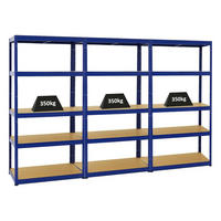 SCHWERLASTREGAL Slim Elephant S 3er-Set mit 3x 180x90x45 cm 5 Ebenen Fachlast 350 kg Blau - Blau, Metall (270/180/45cm) - PROREGAL