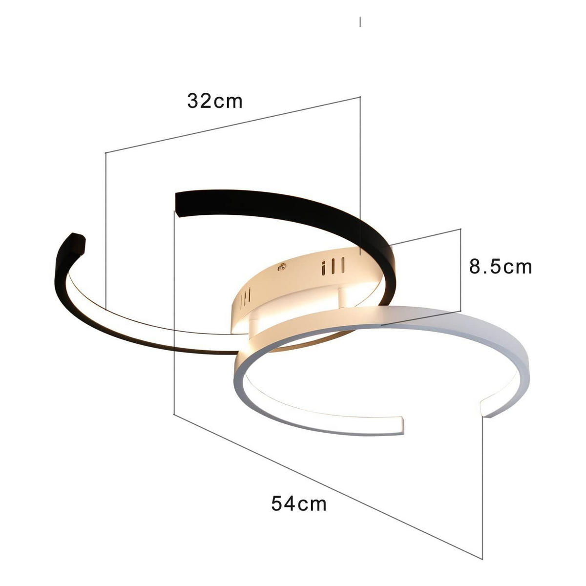 LED-DECKENLEUCHTE Gricelda 54/32/9 cm - Schwarz, Metall (54/32/9cm) - Nettlife
