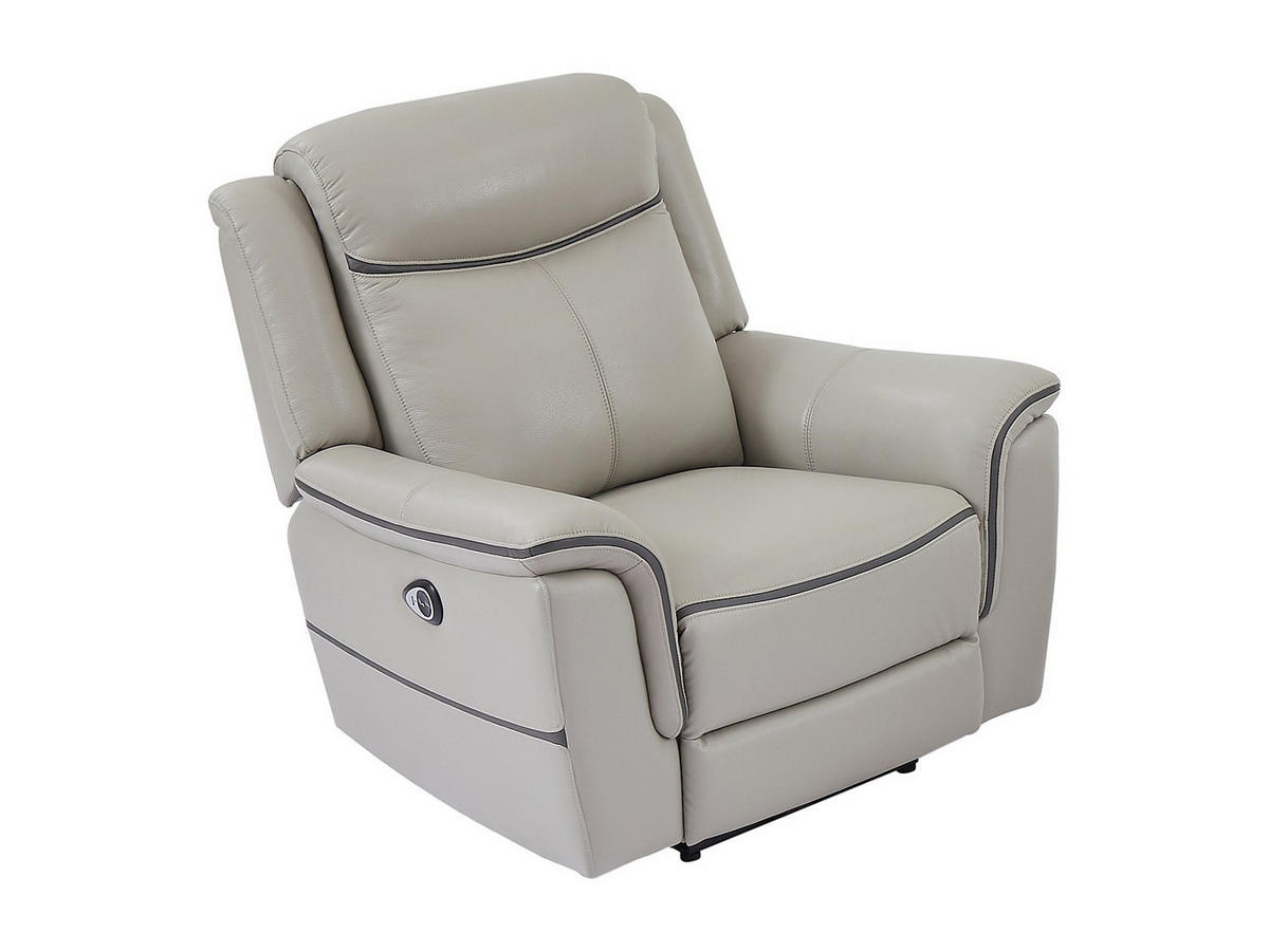 RELAXSESSEL - 1 Person-Sitzer - Leder - Hellgrau - - Hellgrau, Leder (105/102/95cm) - Vente-Unique