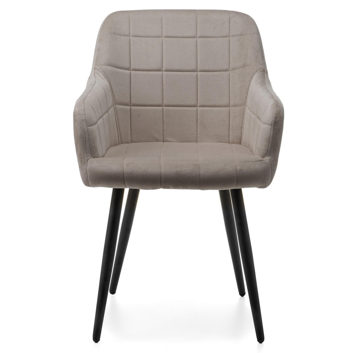 STUHL ORTE gepolstert mit Steppung - dunkelbeige - Samt Velours - Beige/Goldfarben, Textil/Metall (56/85/62cm) - NEW HOME