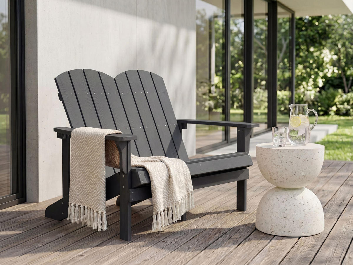 ZAHRADNÍ LAVICE 125 cm Tmavě šedá Adirondack - šedá/tmavě šedá, plast (125/91/73cm) - Beliani