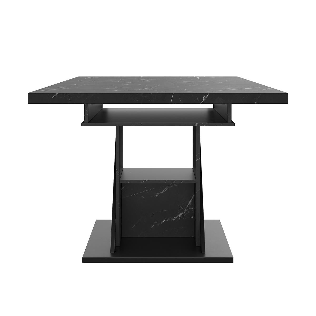ESSTISCH ausziehbar 110-140/80/75 cm DE-39597 Schwarz Marmoroptik - Schwarz, Holzwerkstoff (80/110/75cm) - ComfortXL