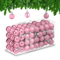 96-TLG.WEIHNACHTSKUGELN-SET - Rosa, Kunststoff (3/4/3cm) - Relaxdays