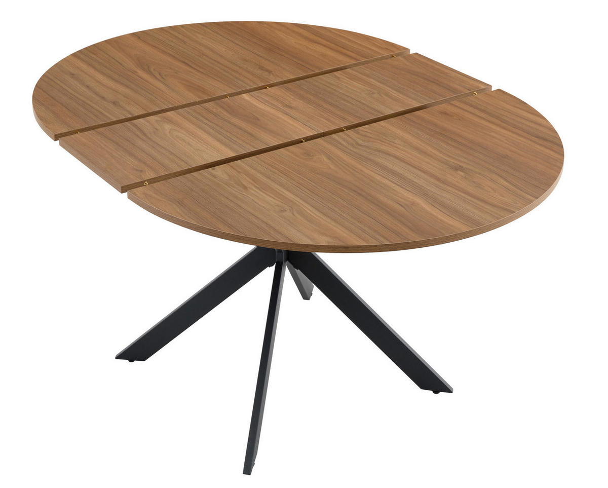 ESSTISCH 137/137/76 cm nussbaumfarben aus Metall ausziehbar mit Dreibein-Gestell - Walnussfarben, Metall (137/137/76cm) - OKWISH