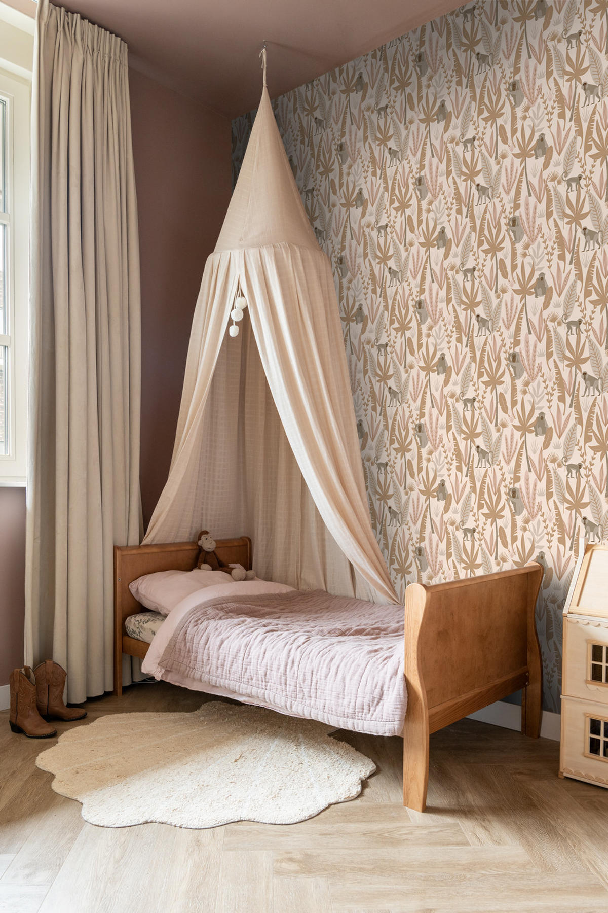 TAPETE Affen 50 x 900 cm - Pink, Papier (50/0.1cm) - ESTAhome