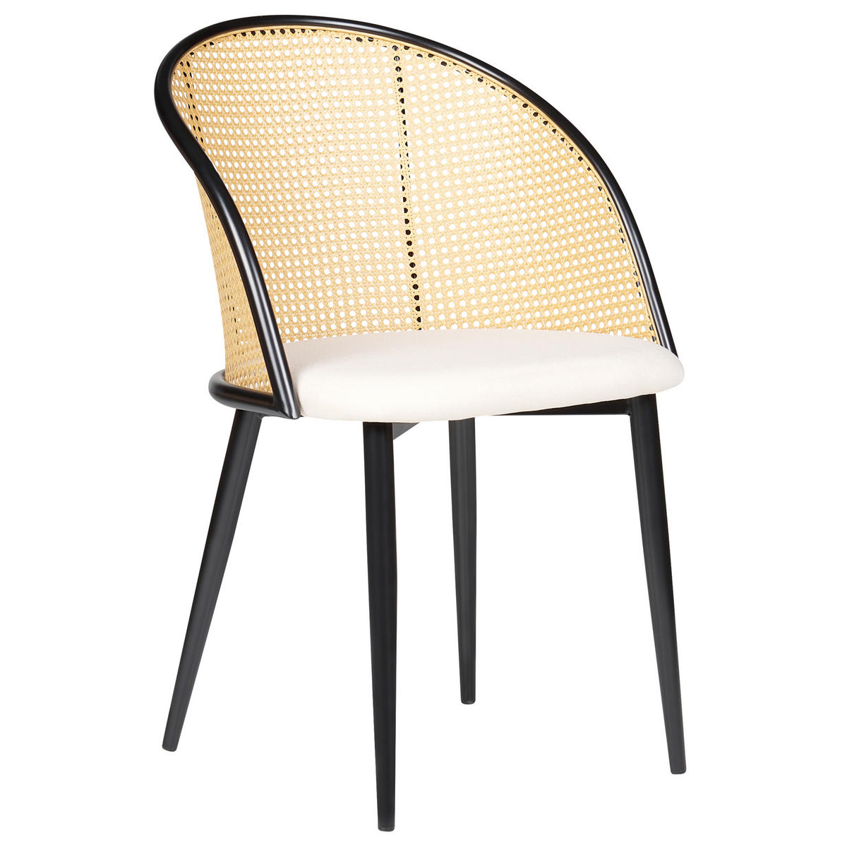 ESSZIMMERSTUHL 2er-Set Metall schwarz/beige Cornell - Hellbraun/Beige, Metall (52/83/46cm) - Beliani