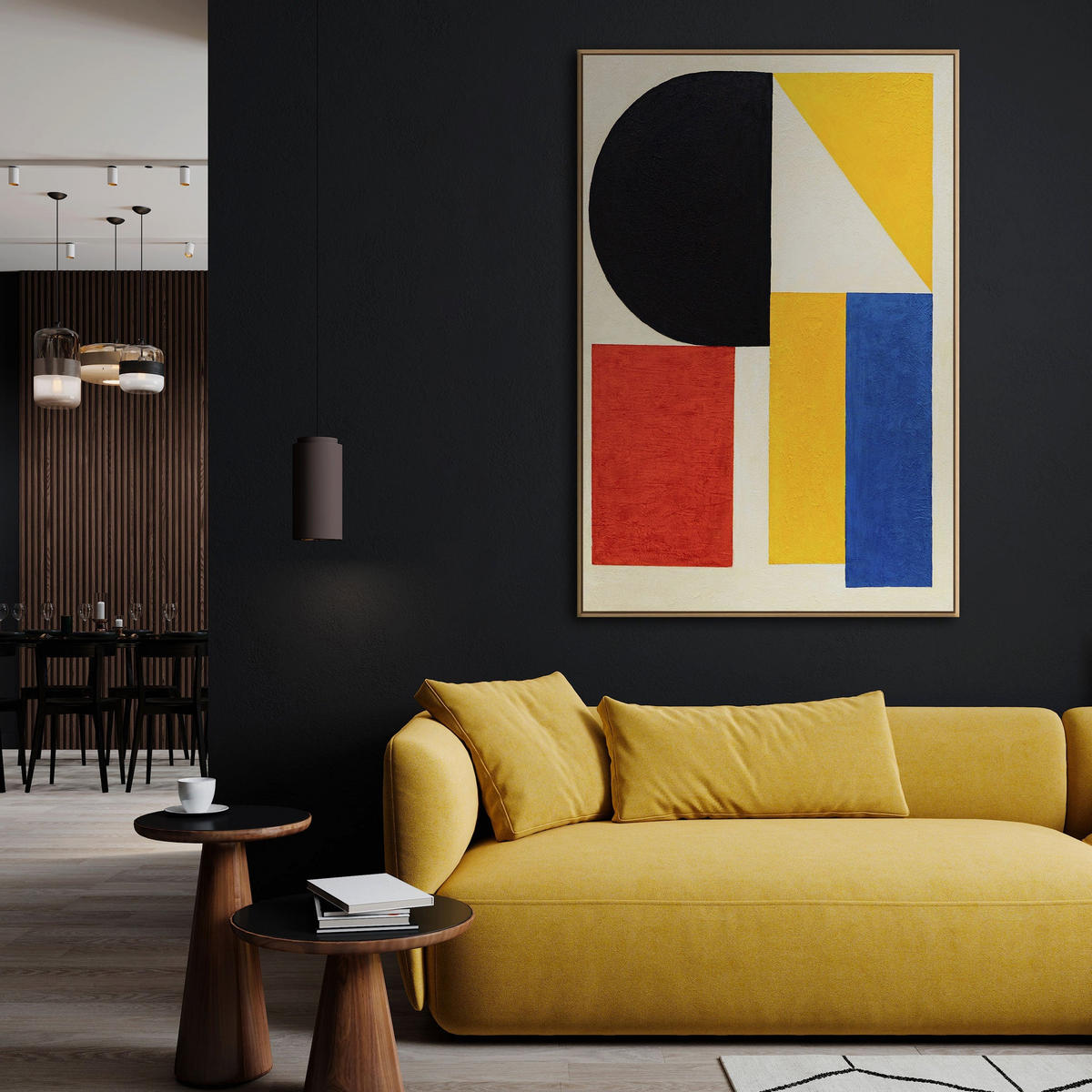 GEMÄLDE Kontraste Schattenfugenrahmen Schwarz 120x80 cm - Schwarz, Holz (120/80cm) - YS-art gallery