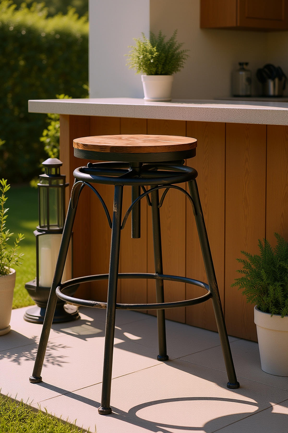 BARHOCKER 2er Set Bean bronze - Braun, Holz/Metall (42/90/42cm) - TPFLiving