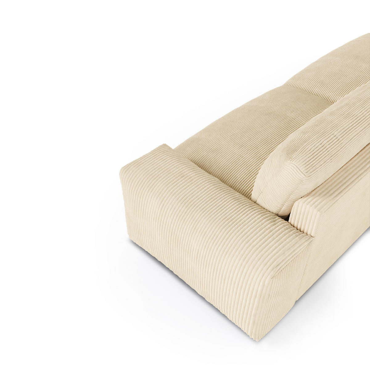 SOFA 3-SITZER Gerippter Samt Creme 220cm - Creme, Textil (220/47/120cm) - Sia Home