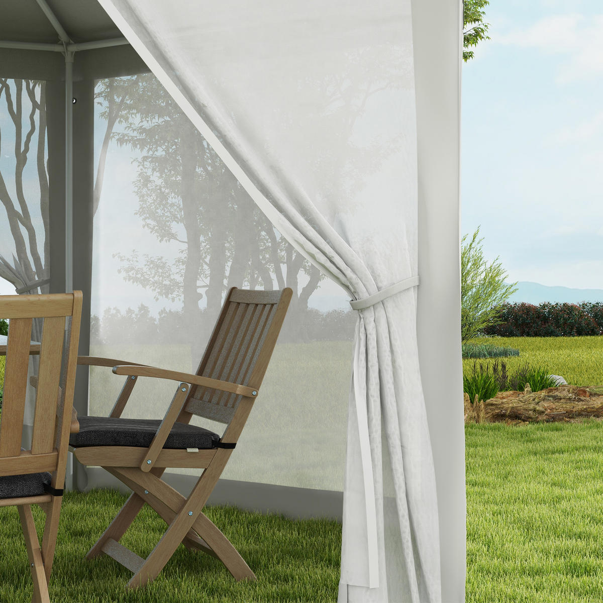 GARTENPAVILLON Polyester Metall Crème - Creme, Kunststoff/Metall (341.2/250/394cm) - Outsunny