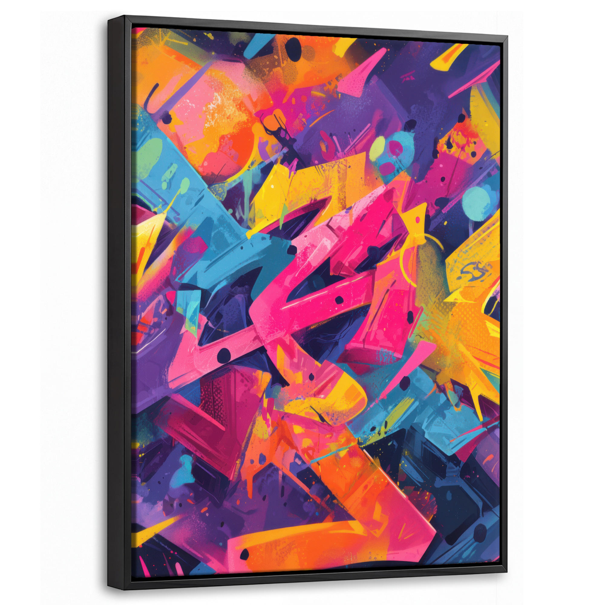 LEINWAND Bilder mit Rahmen - Abstrakt - Formen - Farbenfroh - 30x40 - Magenta, Textil (30/40cm) - MuchoWow