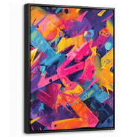 LEINWAND Bilder mit Rahmen - Abstrakt - Formen - Farbenfroh - 30x40 - Magenta, Textil (30/40cm) - MuchoWow