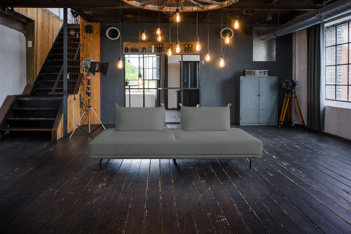 SCHLAFSOFA CANE Taupe Webstoff - Taupe/Schwarz, Textil/Metall (210/80/100cm) - KAWOLA