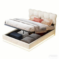 POLSTERBETT 140x200 cm mit LED-Beleuchtung und Stauraum–Modernes Design - Beige, Holz/Metall (140/200cm) - PARAFTA HOME
