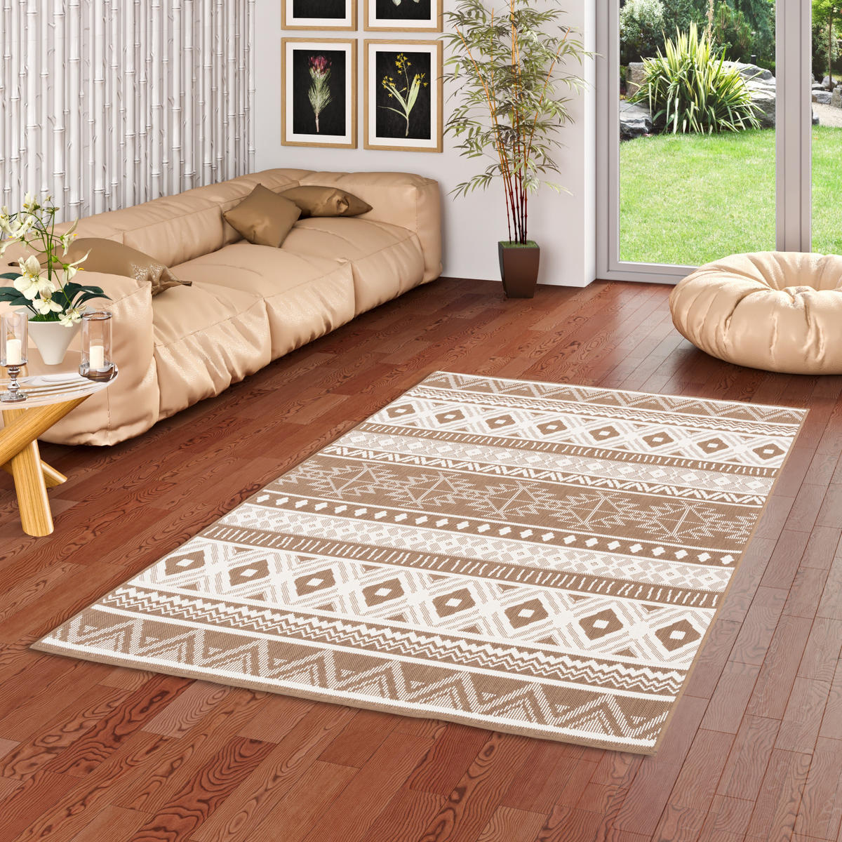 IN- UND OUTDOOR TEPPICH BEIDSEITIG CAPE COD ETHNO - Beige, Textil (120/160cm) - Pergamon