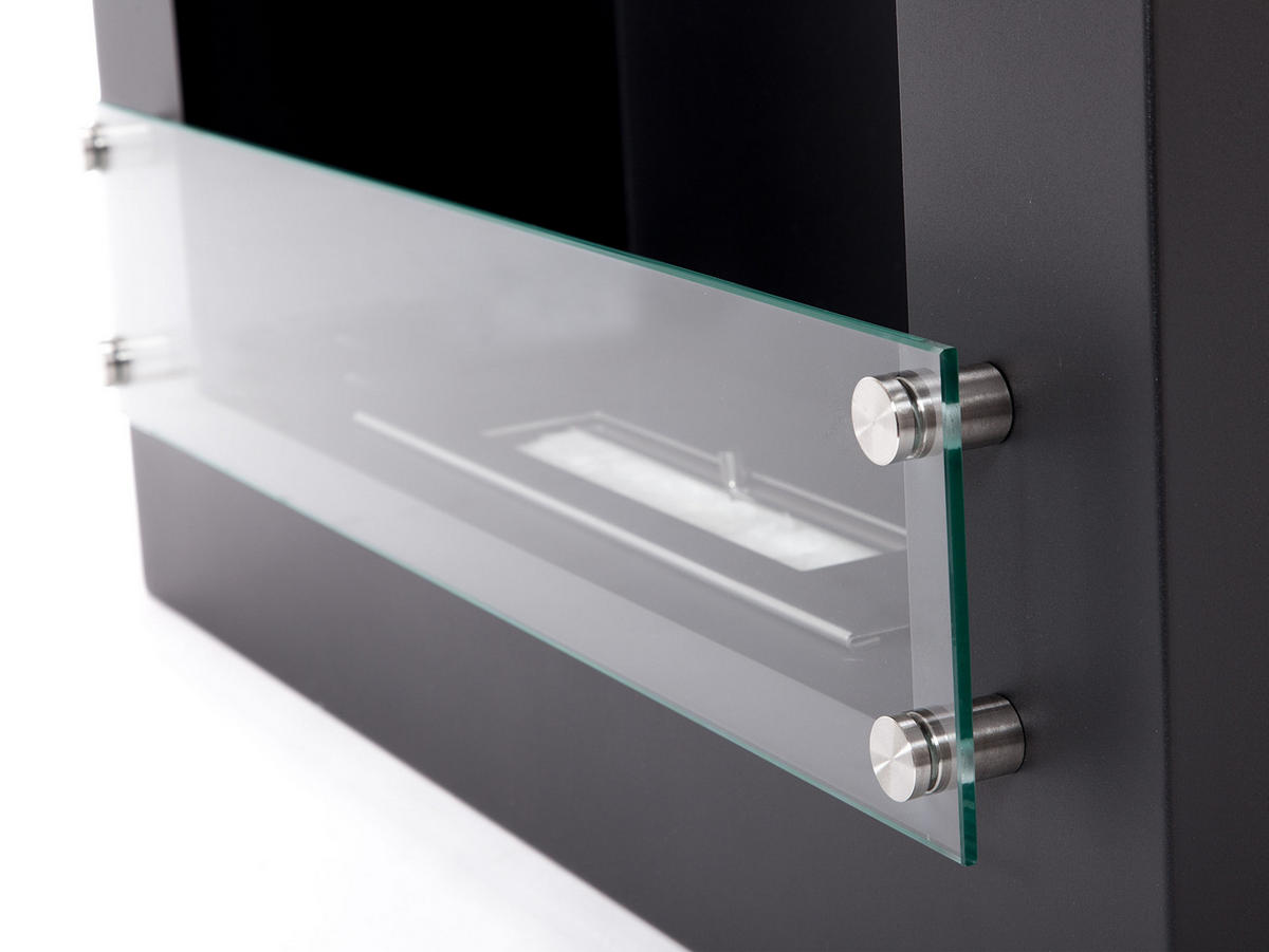 BIOETHANOL-KAMIN Schwarz Wandmodell inklusive 1.2 L Brennblock - Schwarz, Metall (70/60/20cm) - Purline