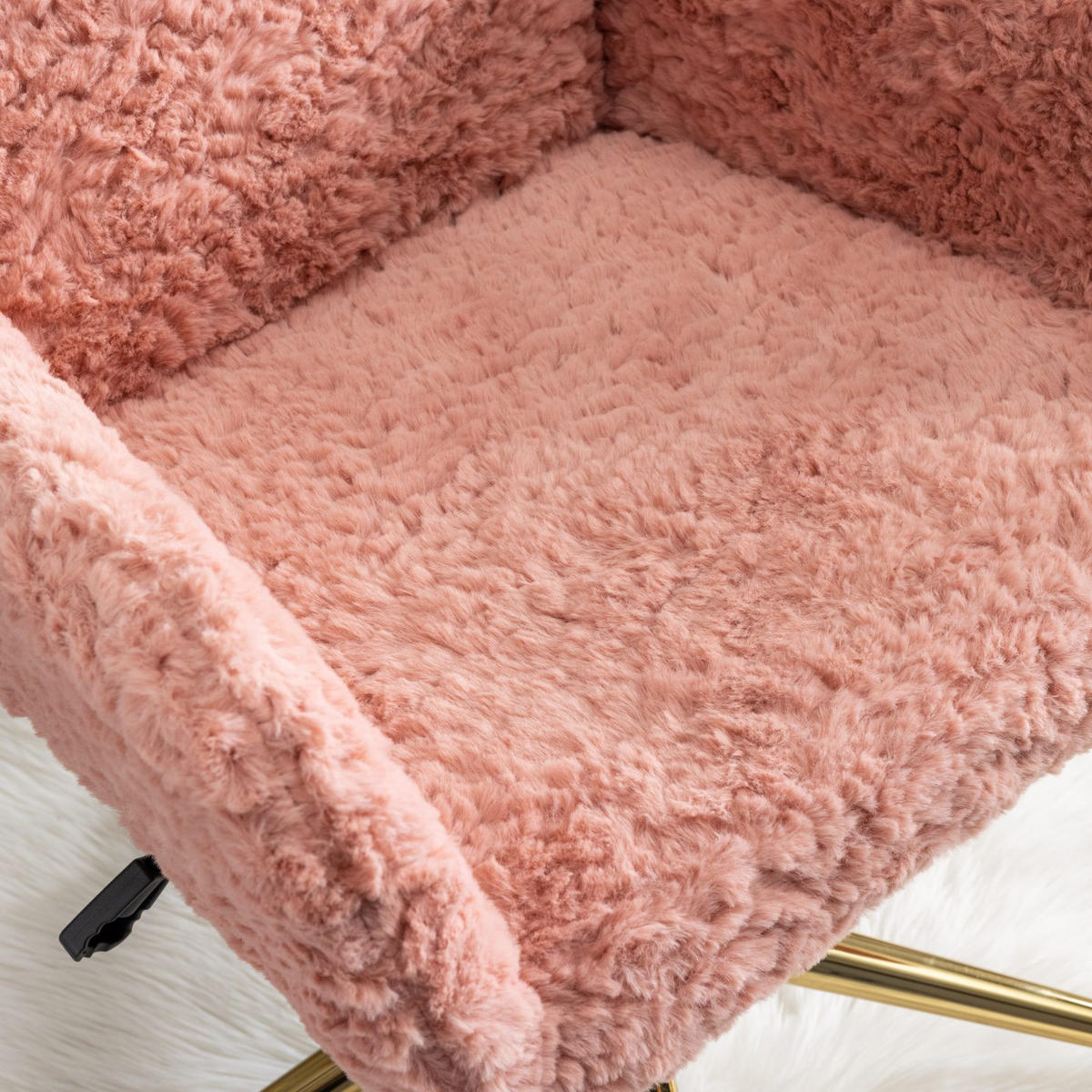 DREHSTUHL DE-40974 mit Kunsthasenfell-Bezug und Armlehnen Rosa - Pink, Metall (61/90/60cm) - ComfortXL