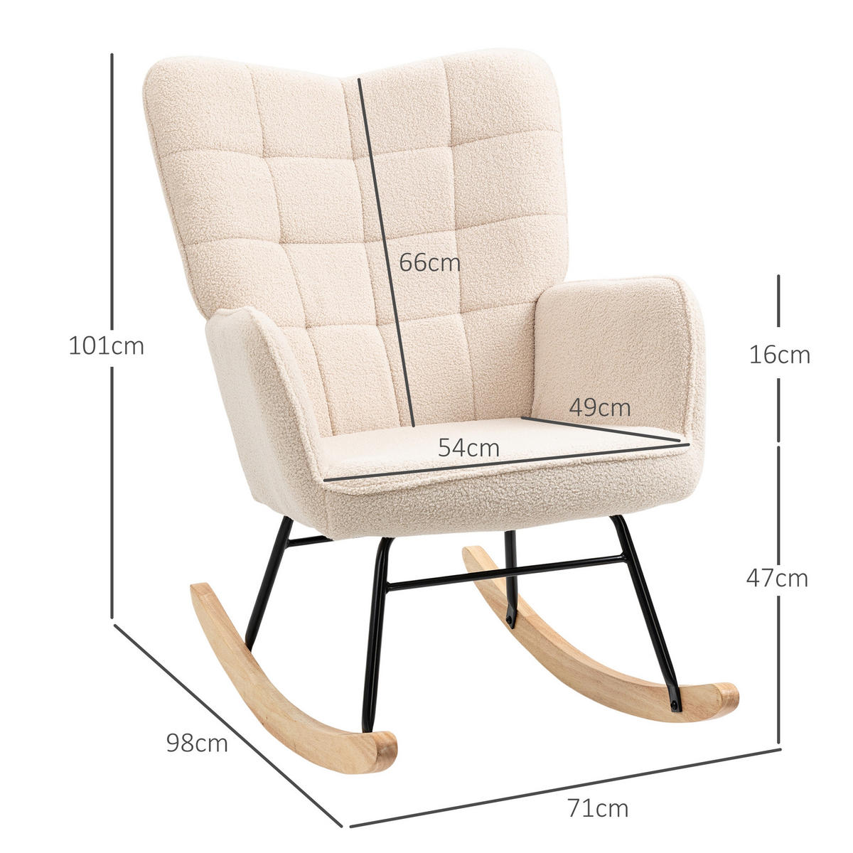 SCHAUKELSTUHL 71/98/101 cm Beige Wollstoff - Beige, Textil (98/101/71cm) - Oxeza