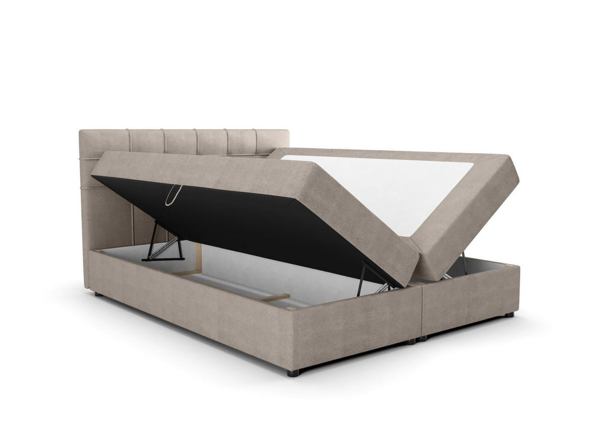 BOXBETT KIDA mit Matratze H3, Bonell und Topper 140x200 Curio 11 - Graubraun, Textil (140/200cm) - Bedante
