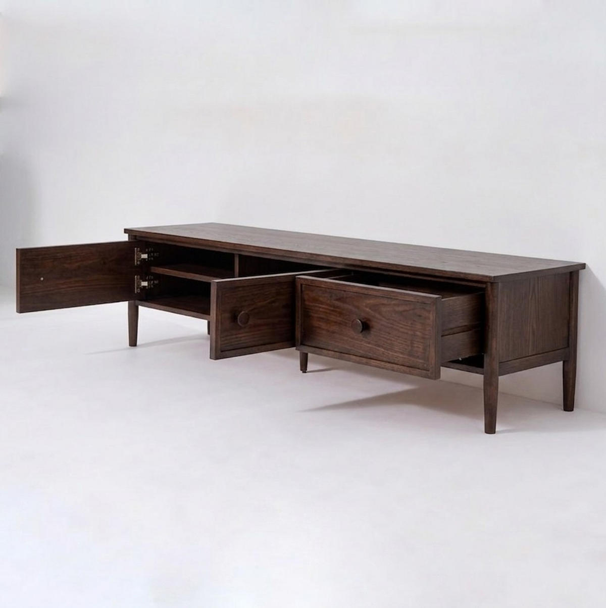 TV-LOWBOARD Rose, Eichenholz und Eichenfurnier, Espresso - Braun, Holz (175/45/45cm) - WOODEK