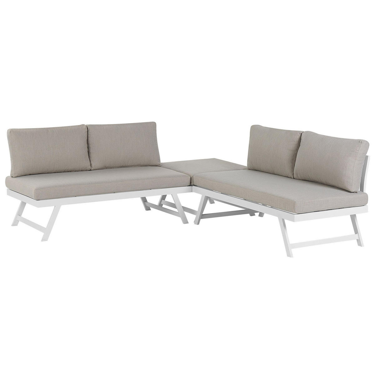 LOUNGE SET 5-Sitzer modular weiß Auflagen taupe Coccorino - Taupe/Weiß, Metall - Beliani
