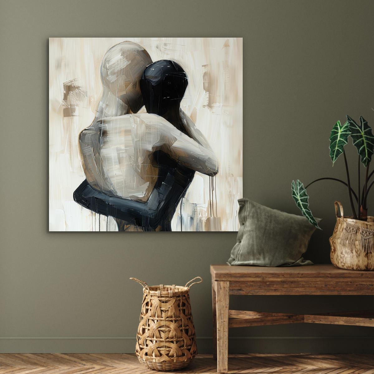 KOVOVÝ OBRAZ Abstraktné - Láska - Čiernobiele - Moderné 90x90 cm - čierna, kov (90/90cm) - MuchoWow