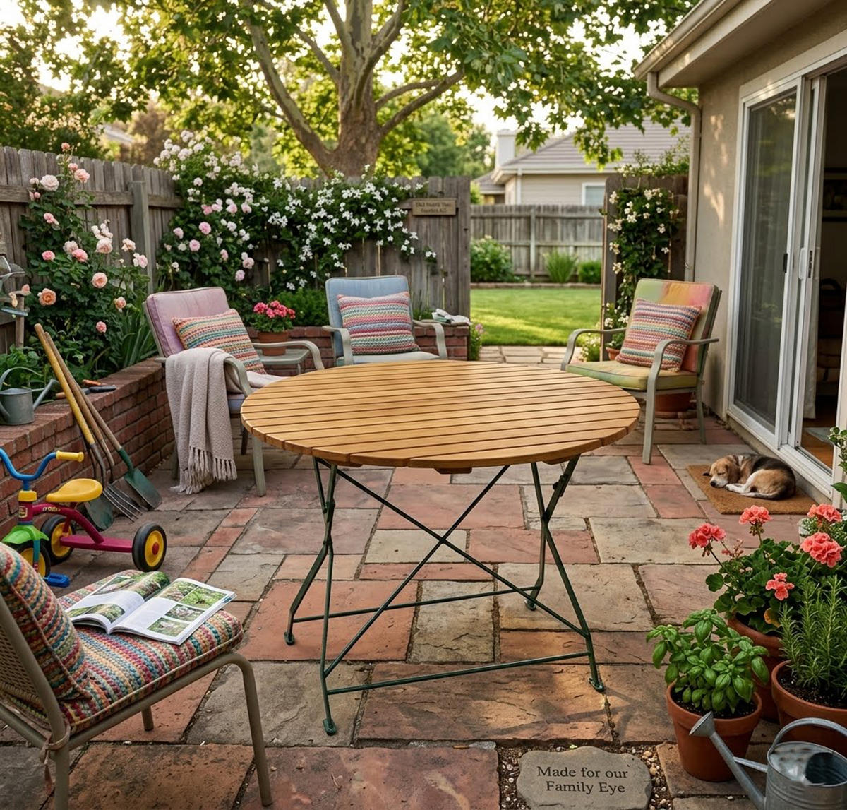 KLAPPTISCH Bad Belzig aus Robinienholz 100 cm rund, Stahlgestell Grün - Braun, Holz (100/100/72cm) - TPFGarden