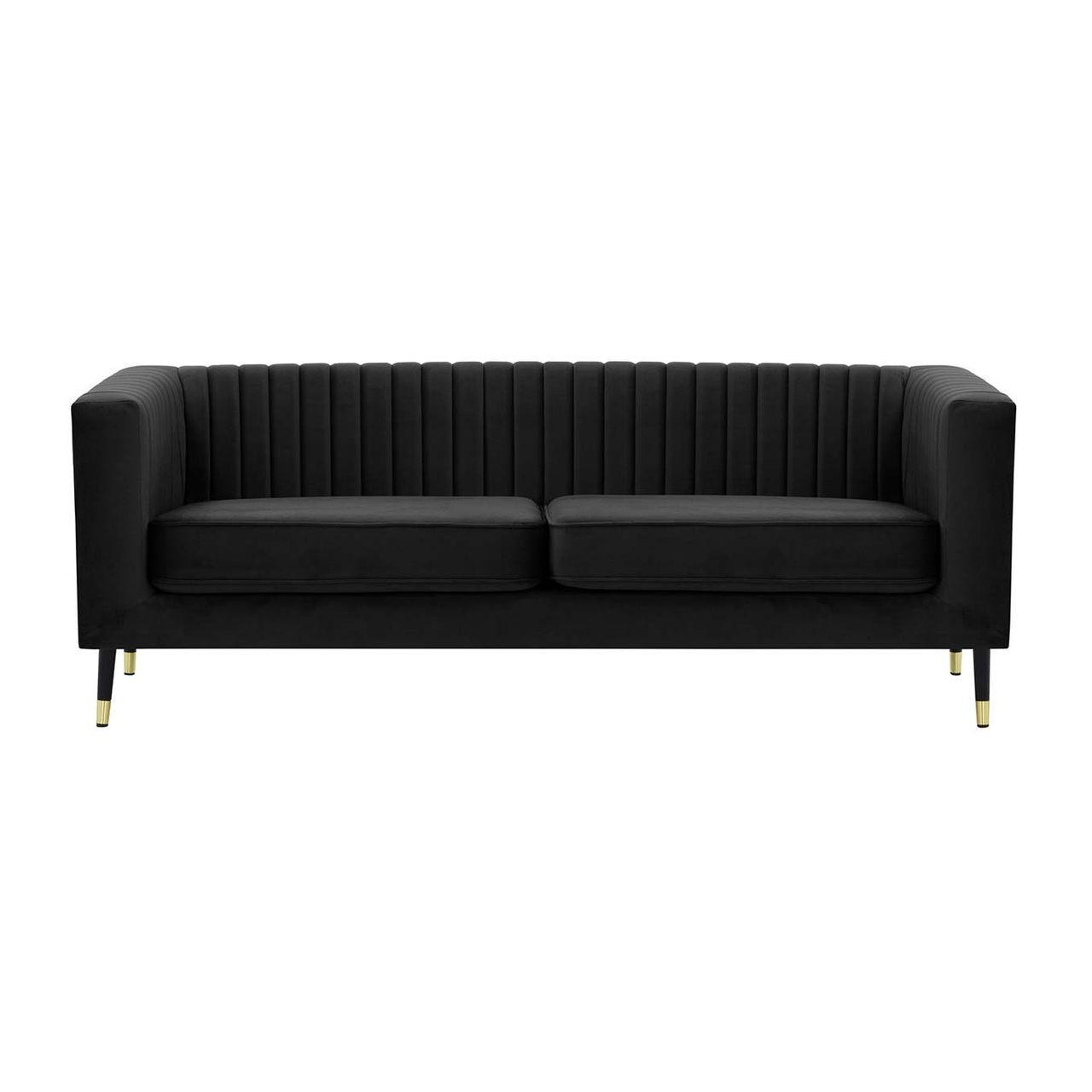 DREISITZER SOFA Slender-Velluto 20 - Schwarz, Holz/Textil (201/71/83cm) - SLF24