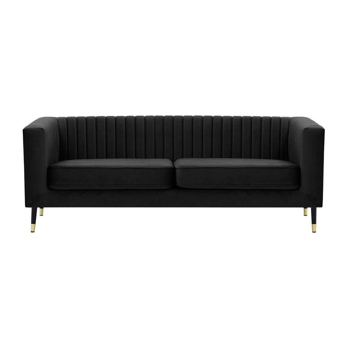 DREISITZER SOFA Slender-Velluto 20 - Schwarz, Holz/Textil (201/71/83cm) - SLF24