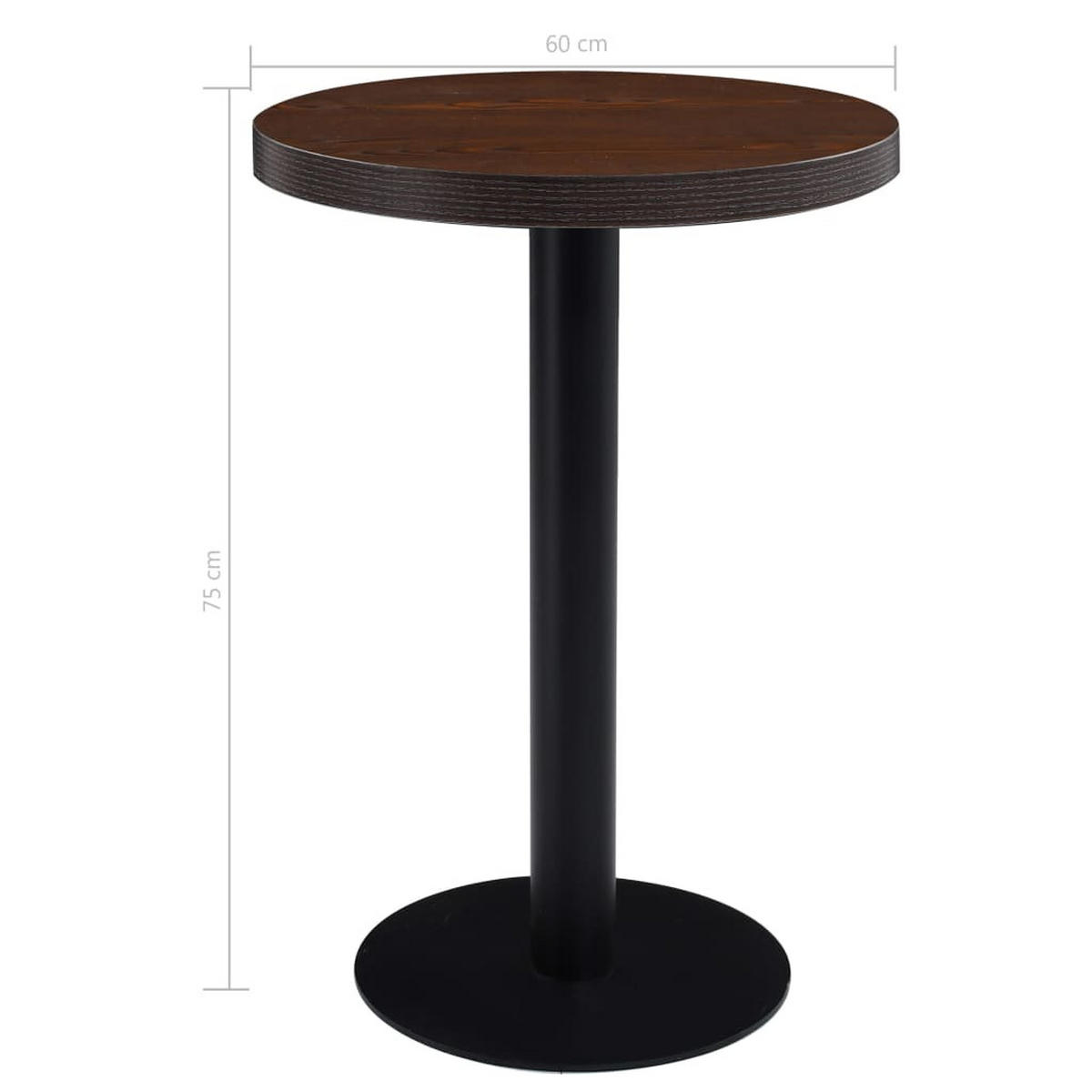 BISTROTISCH Flori rund Dunkelbraun/Schwarz 60 cm MDF - Schwarz, Holz (60/60/75cm) - DELUKE