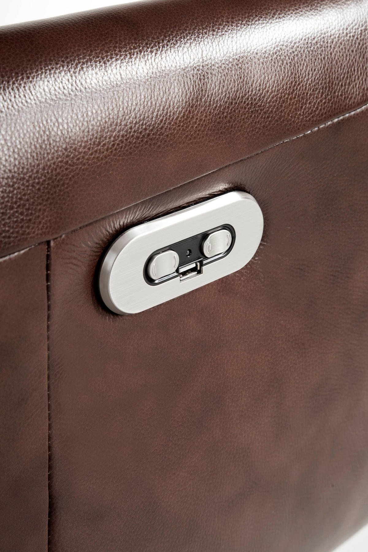 DREHSESSEL aus Leder, schokoladenbraun - Kastanienfarben/Dunkelbraun, Leder/Metall (79/108/83cm) - ANGEL CERDA