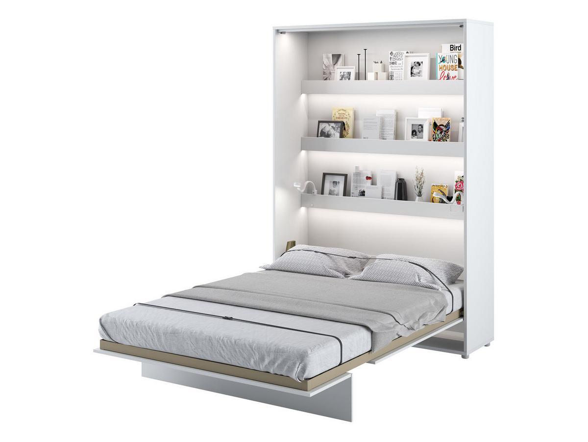 SCHRANKBETT Bed-Concept BC-01 140x200 mit zwei LED-Lampe - Weiß/Grau, Holz/Holzwerkstoff (140/200cm) - MIRJAN24