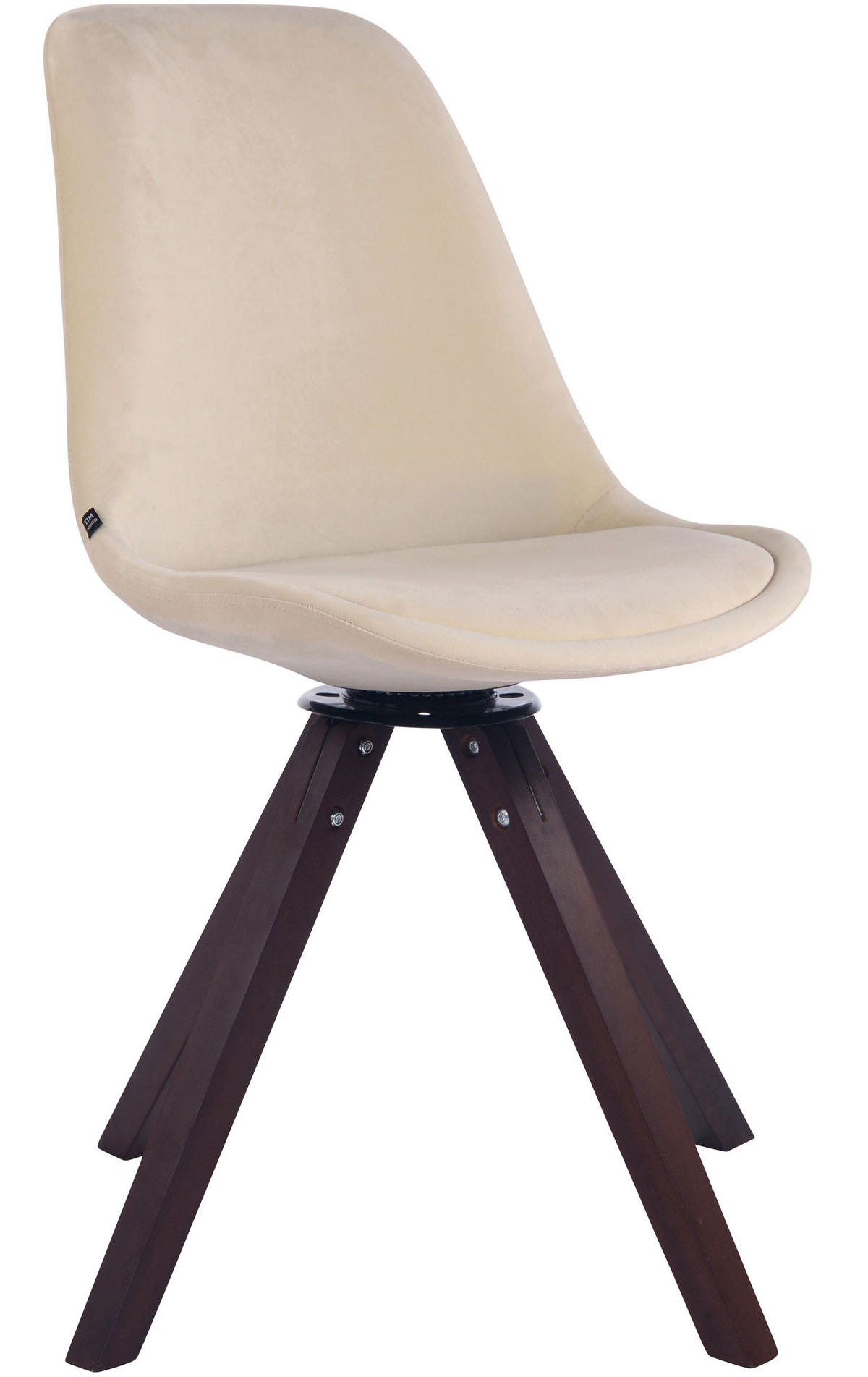 ESSZIMMERSTUHL Troll Samt, Gestell Buchenholz Square Walnuss Creme - Walnussfarben/Naturfarben, Holz/Buchenholz (48/84/56cm) - TPFLiving