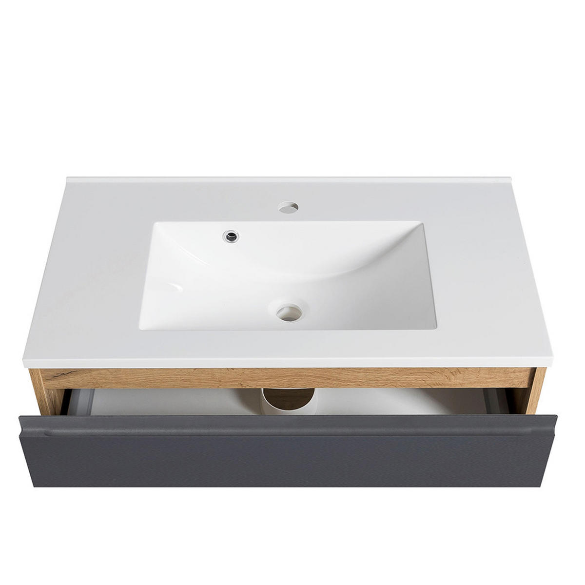 WASCHTISCH Vasto-03 - Braun/Grau, Holzwerkstoff (80/56/47cm) - Lomado