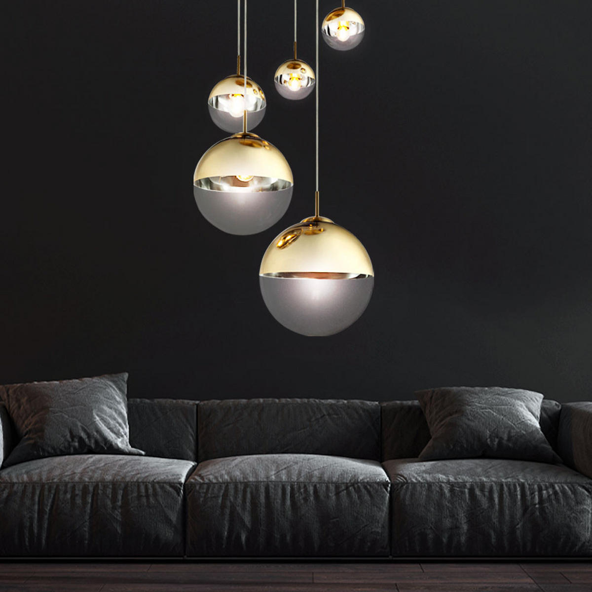 LED HÄNGELEUCHTE Glas Gold - Goldfarben, Glas (65/65/150cm) - Globo Lighting