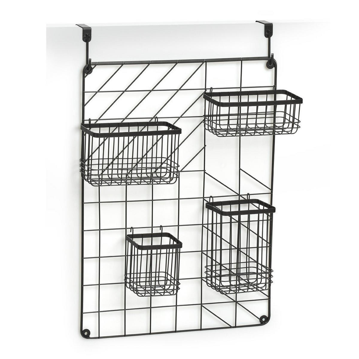KÜCHENORGANIZER zum Aufhängen an der Tür+5 Körbe 46/12/60 cm - Schwarz, Metall (12/60/46cm) - ZELLER