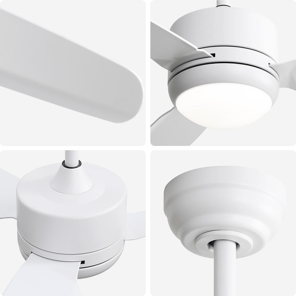DECKENVENTILATOR 46Zoll Weiß LED Licht ABS Flügel DC Motor - Weiß, Kunststoff (116.8/116.8/54cm) - CASIVA