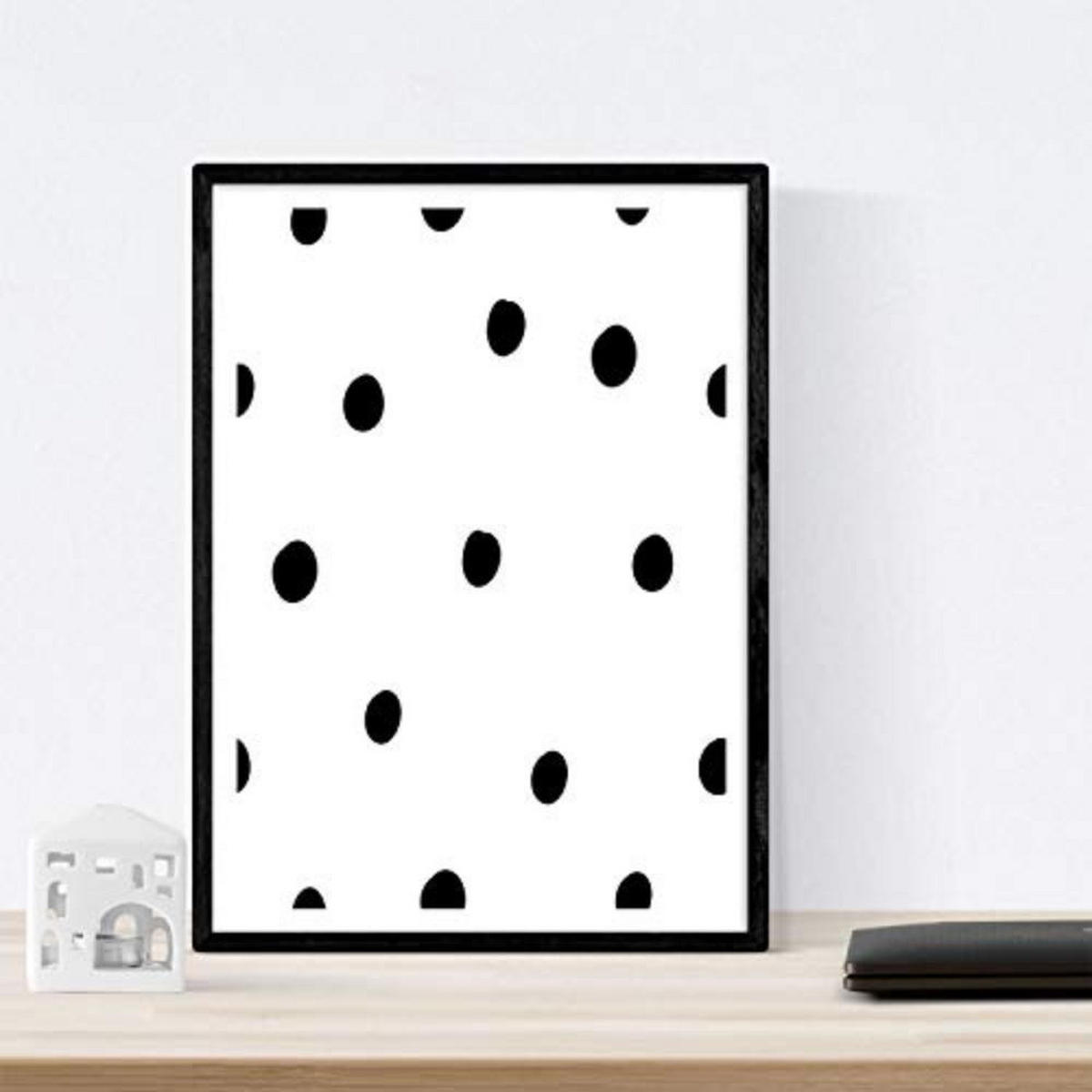 POSTER Set mit 4 Katze und girafa Tiere A3 Schwarzer Rahmen - Schwarz, Papier (29.7/3cm) - Nacnic