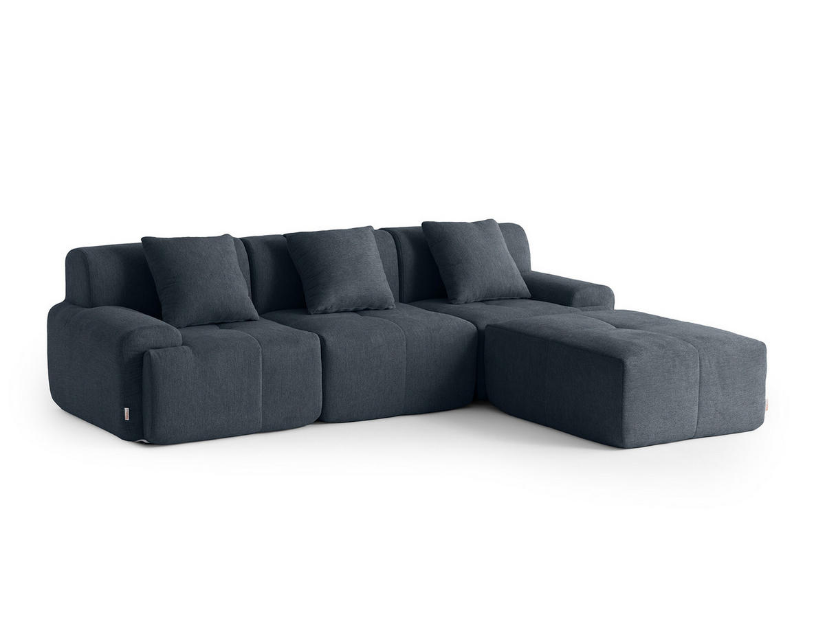 ROHOVÁ sedačka chenille modrosivá - modrosivá, textil (260/190cm) - MILYsofa