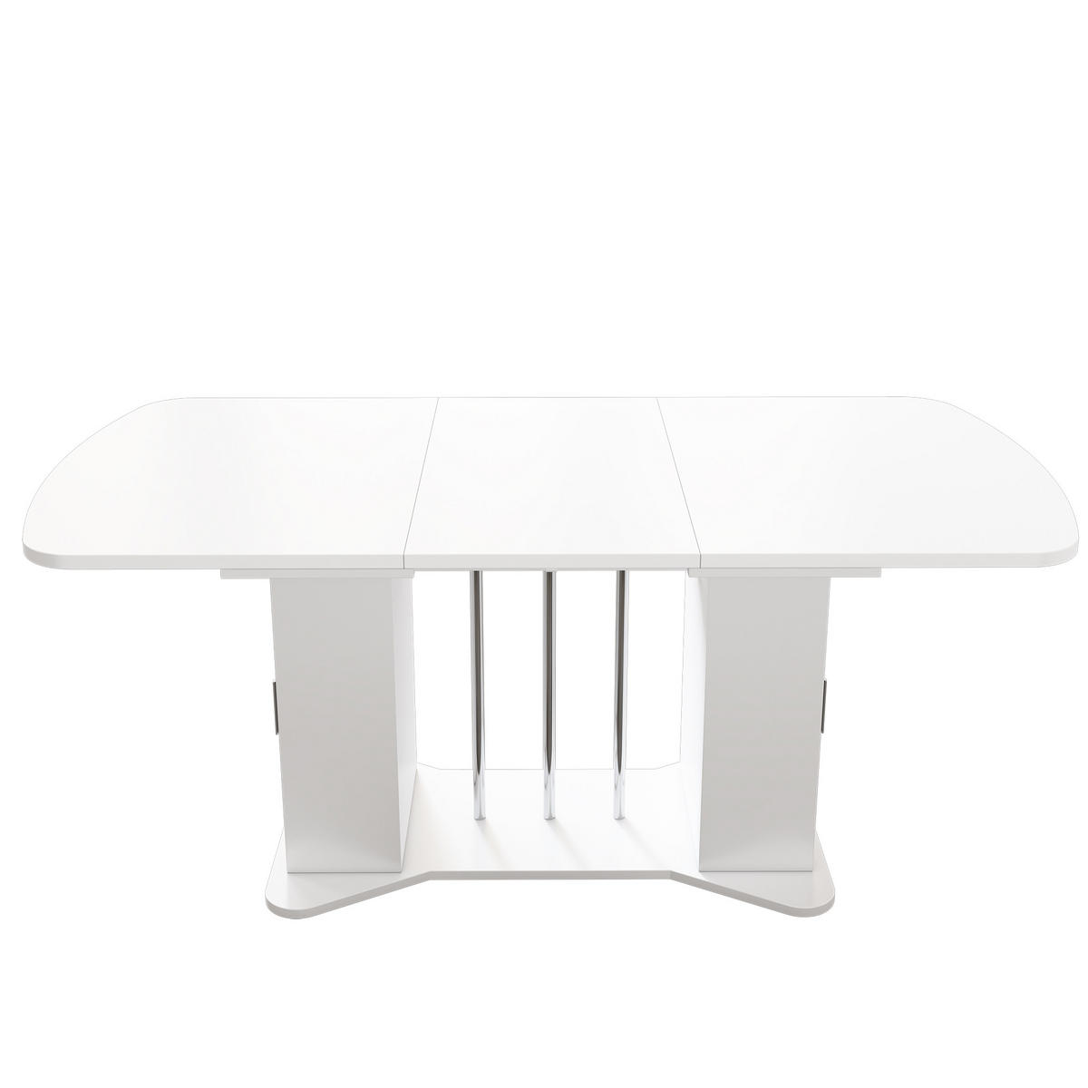 ESSTISCH 160/80/75 cm weiß mit versilberten Metallbeinen und Stauraum - Weiß, Holzwerkstoff (160/80/75cm) - OKWISH