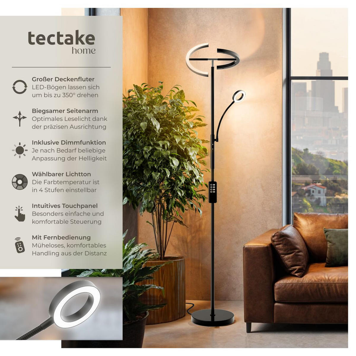 DECKENFLUTER Auralis,31,5 x 188 cm ,schwarz - Schwarz, Metall (31.5/31.5/188cm) - tectake