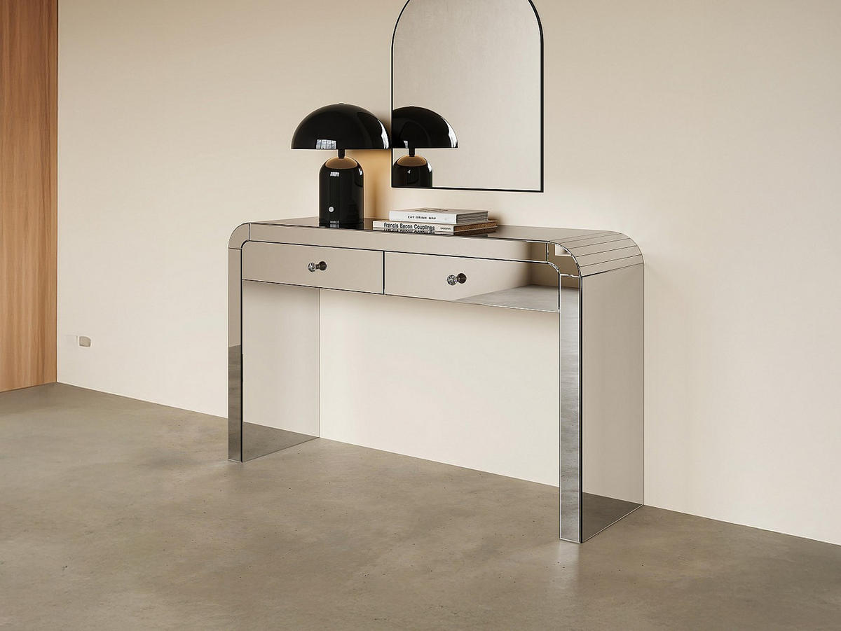 KONSOLENTISCH - 120 cm x 35 cm - Glas - Silberfarben - PIKIO - Silberfarben, Glas (35/120/80cm) - Vente-Unique