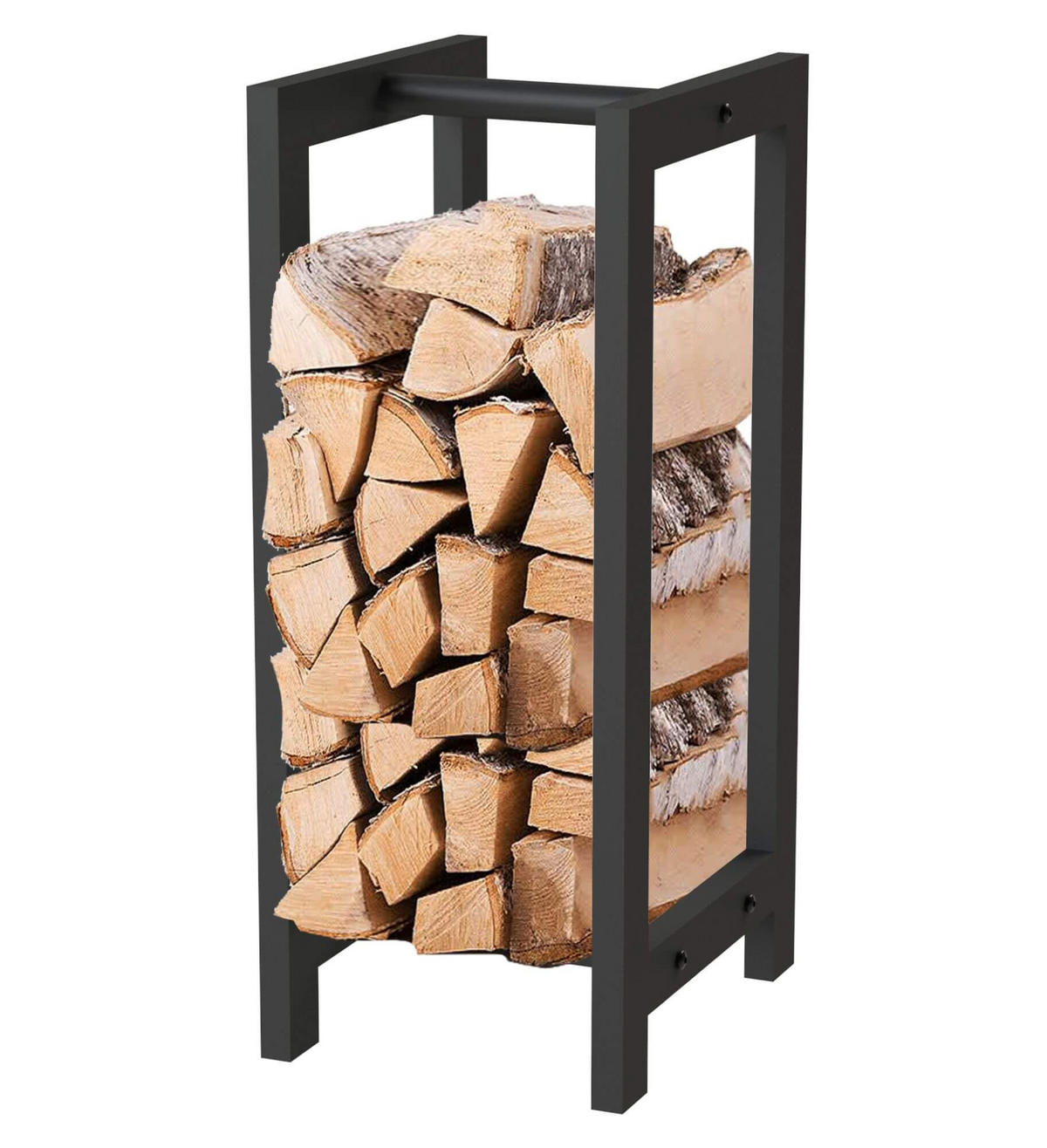 KAMINHOLZREGAL Innen Metall Schwarz Stehend - Schwarz, Metall (23.6/61/30cm) - DanDiBo