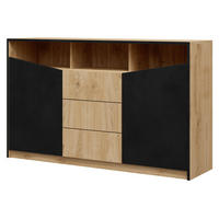 SIDEBOARD Aston 03 - Eichefarben/Schwarz, Holzwerkstoff (150/91/41cm) - MIRJAN24