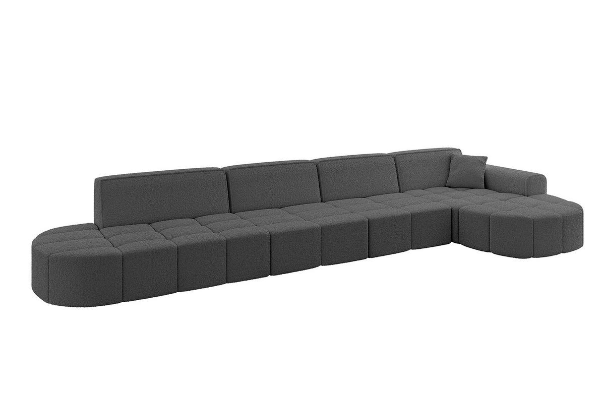 ECKSOFA Ottomane Rechts LIVO-L3 - 422x173x79,5 cm Grau - Grau, Holzwerkstoff/Textil (422/173cm) - ALTDECOR