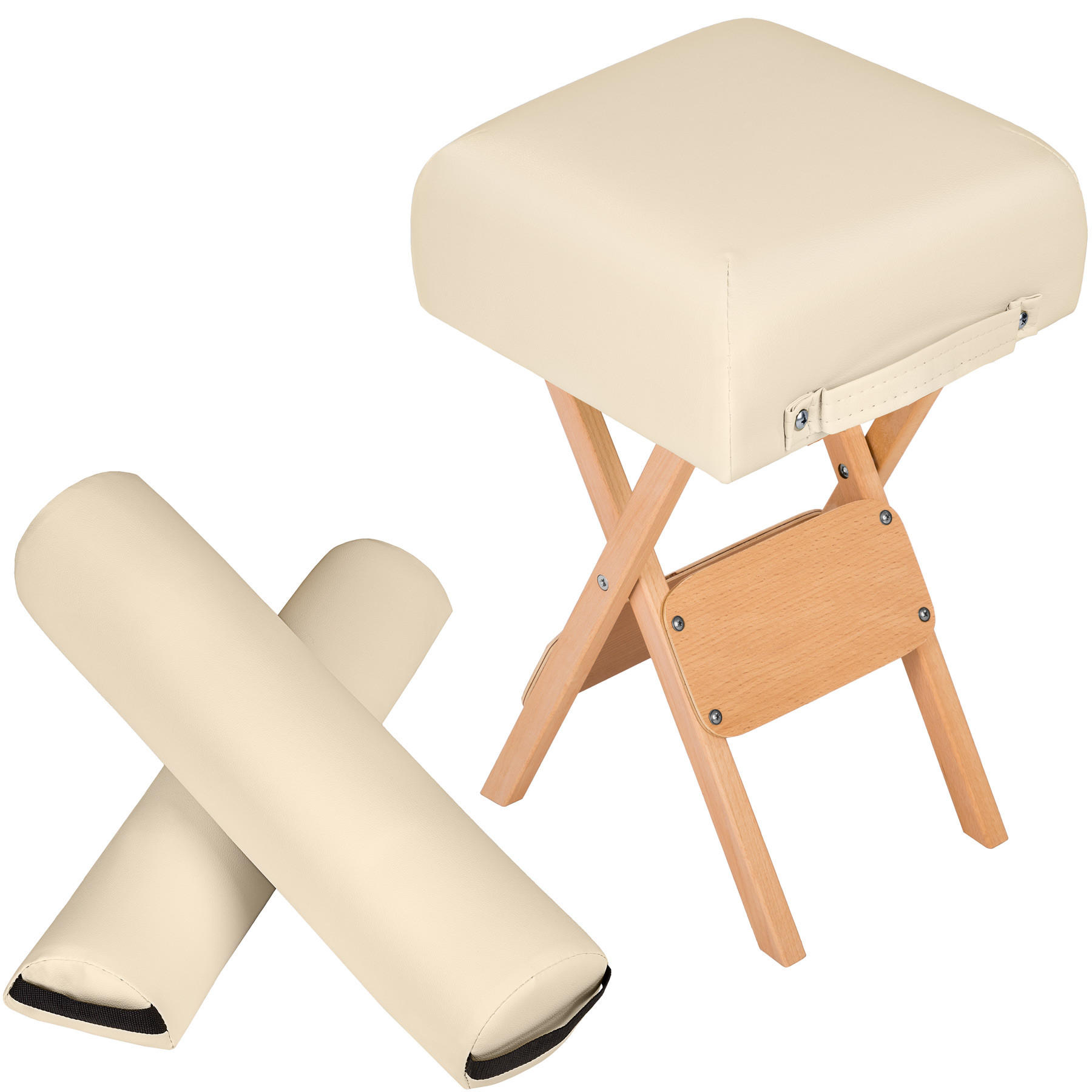 HOCKER mit 2 Lagerungsrollen, leichte Reinigung,beige - Beige, Textil (34/54/34cm) - tectake