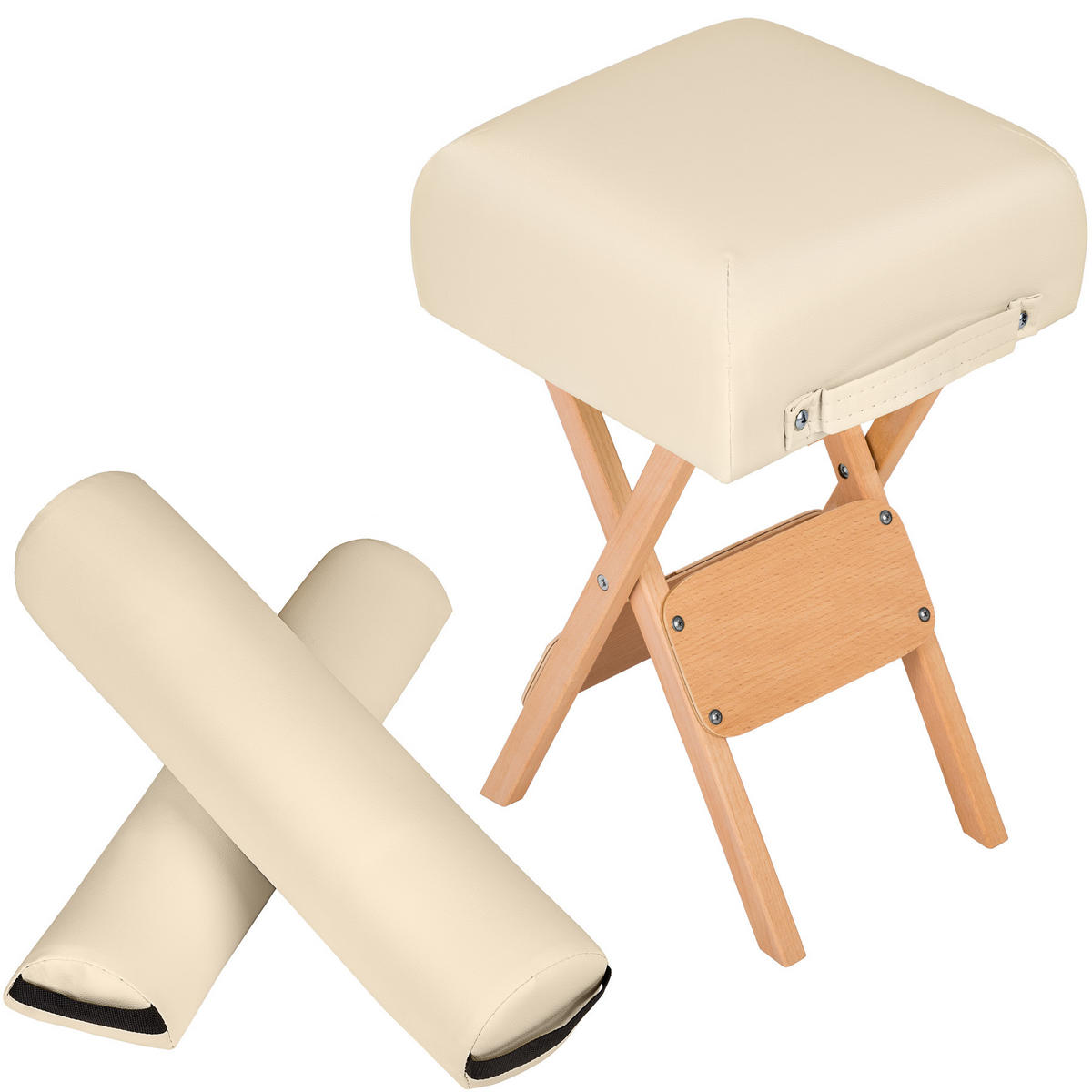 HOCKER mit 2 Lagerungsrollen, leichte Reinigung,beige - Beige, Textil (34/54/34cm) - tectake